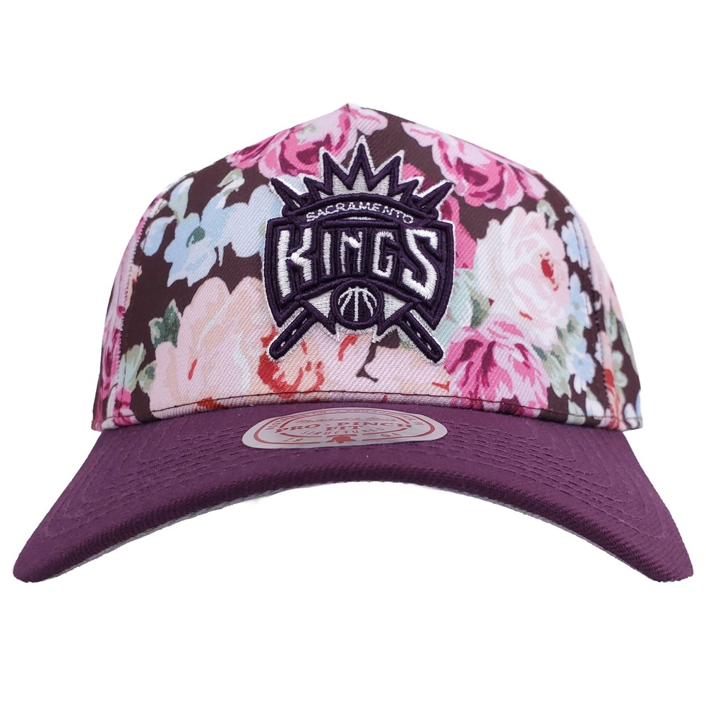 Sacramento Kings Mitchell &‎ Ness Pro Fit Snapback Hat Cap 3D Logo Floral NWT
